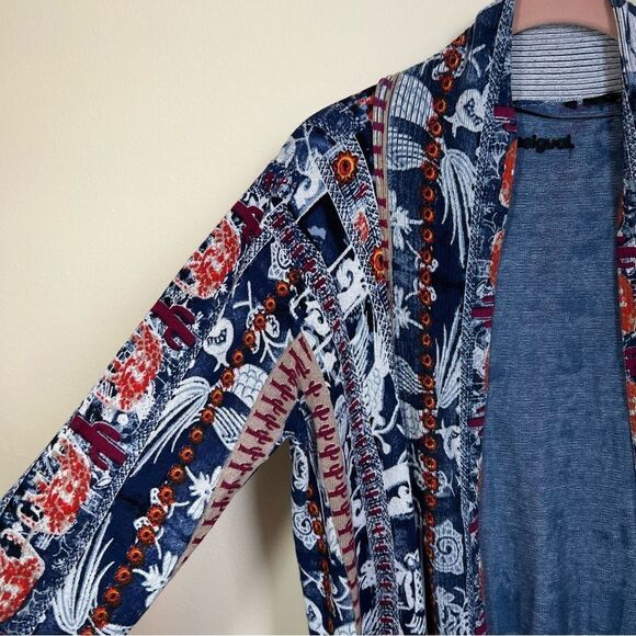 ✨ Desigual Women’s Blue Santorini Cactus Print Cardigan Sweater - Picture 6 of 16